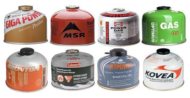 Cilindros de varios fabricantes que contienen isobutano en la mezcla