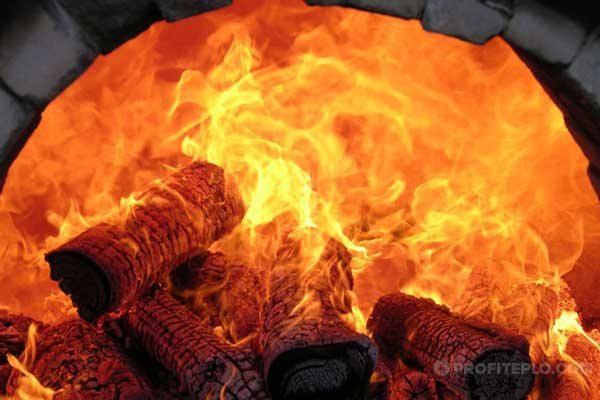 carbone di legna nel forno