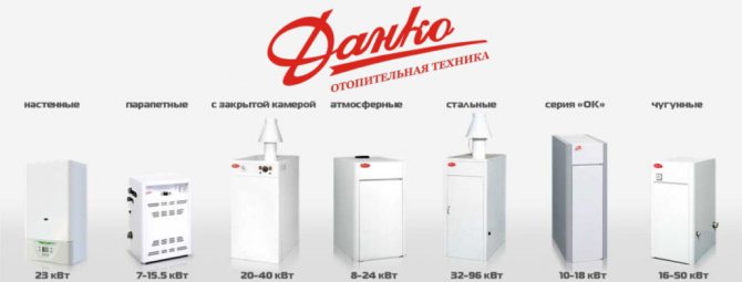 Gamme de modèles de chaudières à gaz Danko