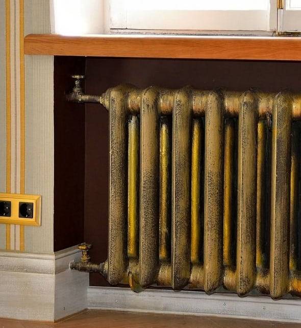 Maling af en støbejerns radiator