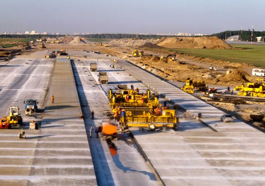 Construction de piste à l'aéroport